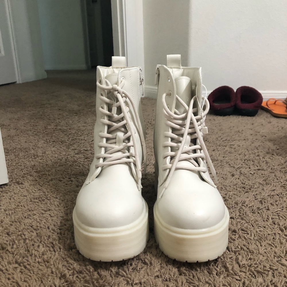 Cream white boots